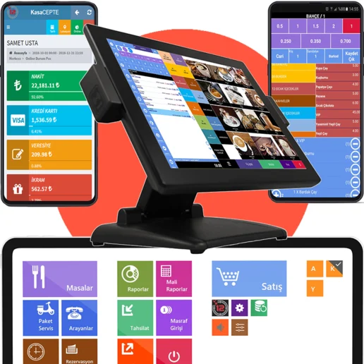 Dokunmatik POS PC sipariş otomasyonu ekranları